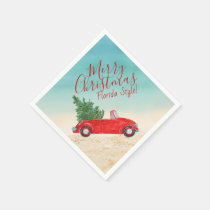 #Tropical Vintage Red Car + #Christmas Tree Red Napkins