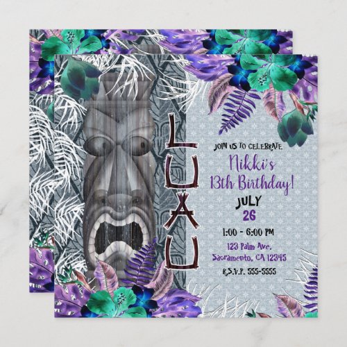 Tropical Vintage Retro Floral Tiki Hawaiian Luau Invitation