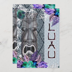 Tropical Vintage Retro Floral Tiki Hawaiian Luau Invitation