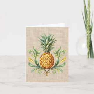 Tropical Vintage Yellow Pineapple Note Card