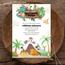 Tropical Volcano Hatching Dinosaur Baby Shower 