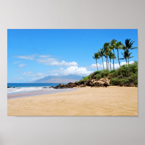 Tropical Wailea beach Maui Hawaii Poster