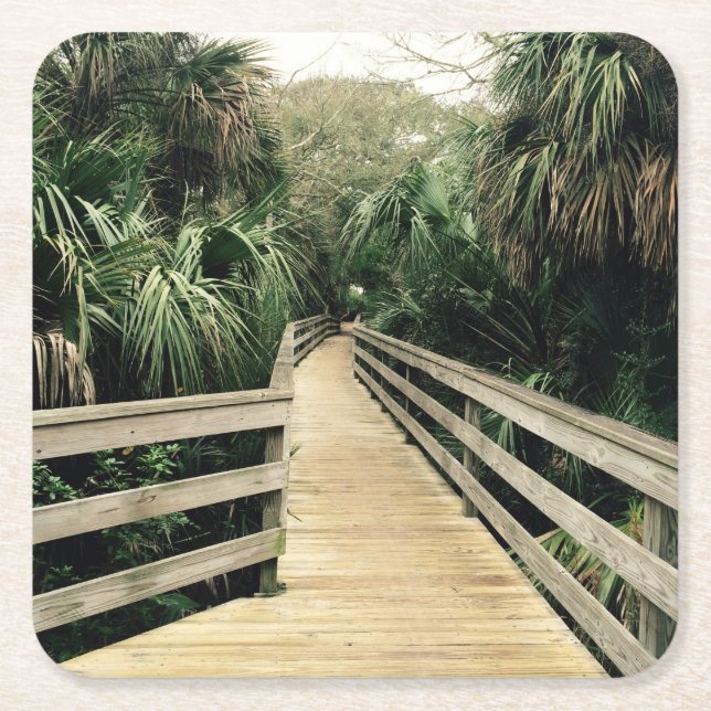 Tropical Walk Pier Palm Trees coaster (Front)