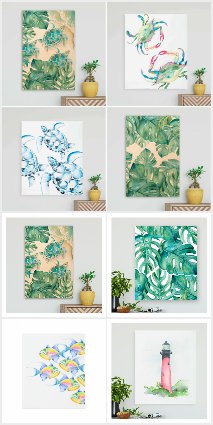 Tropical Wall Decor Art by Victoria Grigaliunas