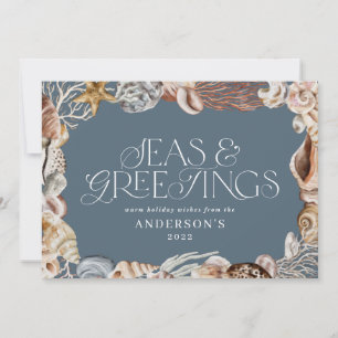 Tropical warm Christmas seas & greetings modern Ho Holiday Card