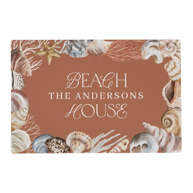 Tropical warm sea shell summer vacation family ser placemat (Front)