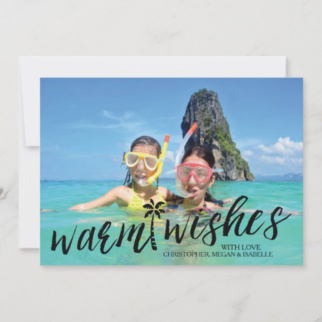 Tropical Warm Wishes Flat Holiday Photo Card (Front)