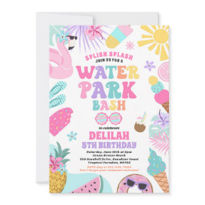Tropical Water Park Summer Birthday Party Invitation