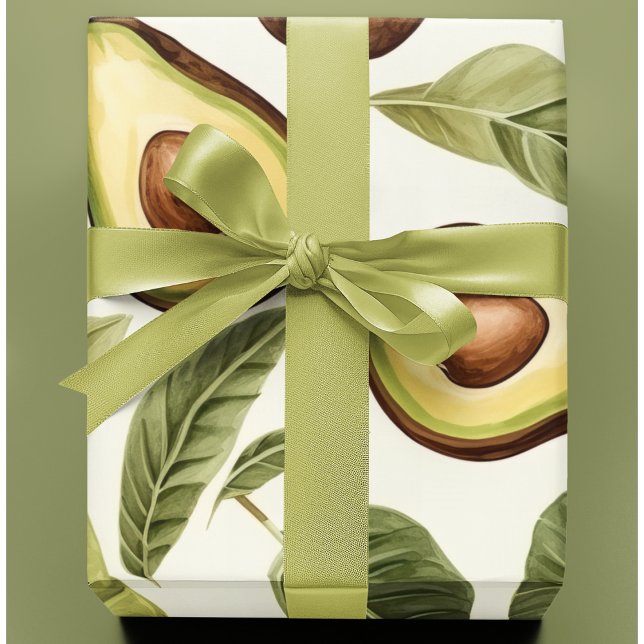 Tropical Watercolor Avocado Pattern Wrapping Paper (Creator Uploaded)
