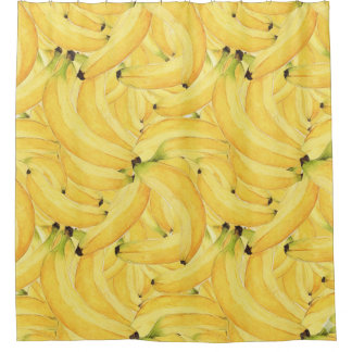 Tropical Watercolor Bananas Shower Curtain