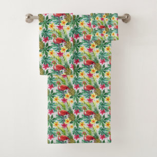 Tropical Watercolor Bath Towel Set