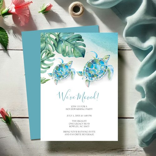 Tropical Watercolor Beach Housewarming Party  Invitation