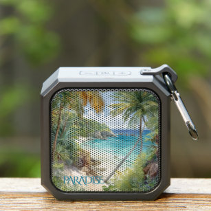 Tropical Watercolor Beach Lagoon Paradise  Bluetooth Speaker