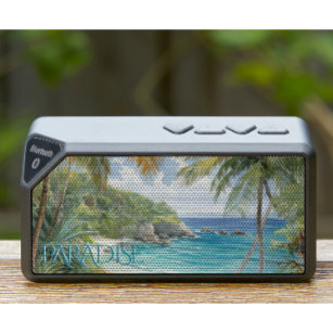 Tropical Watercolor Beach Lagoon Personalize Bluetooth Speaker
