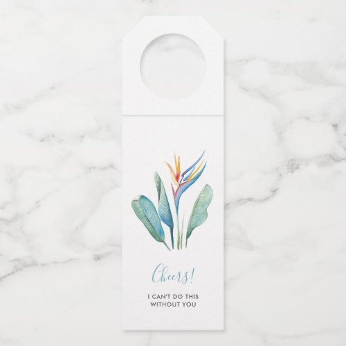 Tropical Watercolor Bird of Paradise Wine Tag