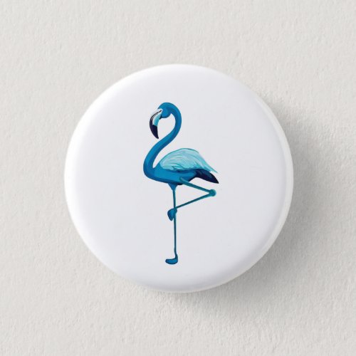 Tropical Watercolor Blue Flamingo Button