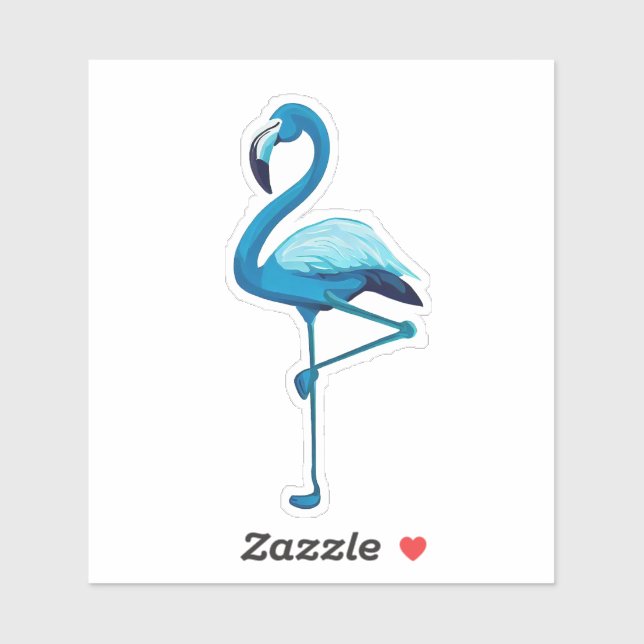 Tropical Watercolor Blue Flamingo Sticker (Sheet)