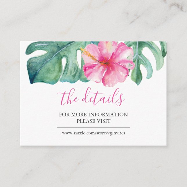 Tropical Watercolor Botanical Guest Details Insert (Front)