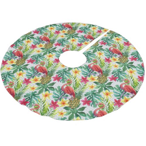 Tropical Watercolor Brushed Polyester Tree Skirt