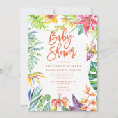 Tropical Watercolor Calligraphy Baby Shower Invitation (Front)