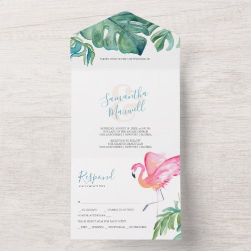 Tropical Watercolor Cute Wedding Invitations