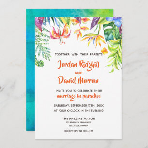 Tropical Watercolor Destination Wedding Invitation