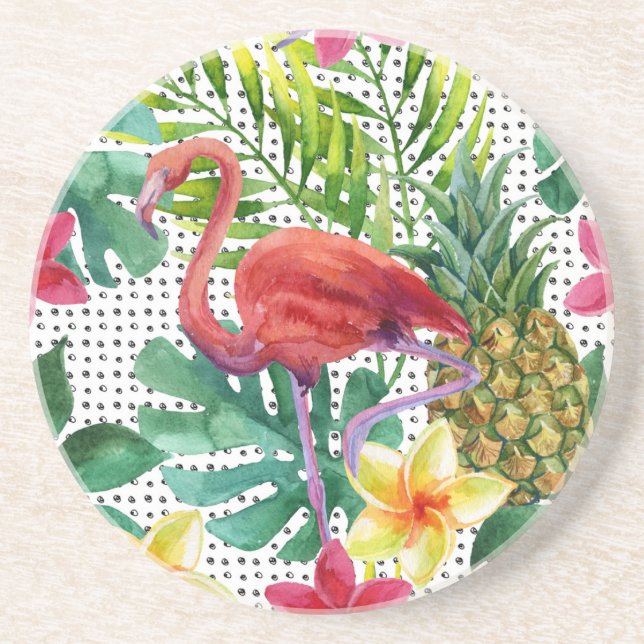 Tropical Watercolor Drink Coaster (Front)