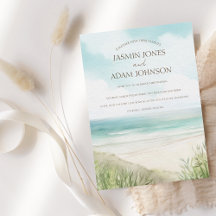 Tropical Watercolor Dune Grass Beach Wedding
