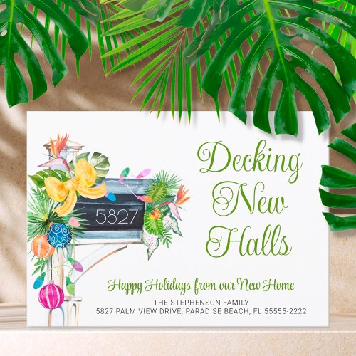 Tropical Watercolor Festive Holiday Mailbox Moving Announcement