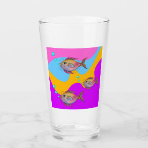 Tropical Watercolor Fish  Glass