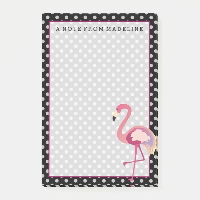 Tropical | Watercolor Flamingo Polka Dots Post-it Notes (Front)
