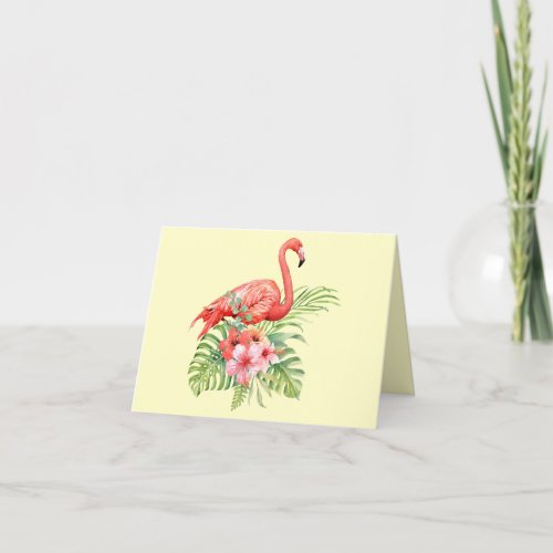 Tropical Watercolor Flamingos  Hibiscus Thank You