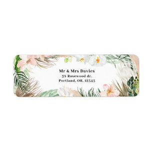 Tropical watercolor floral address label shower
