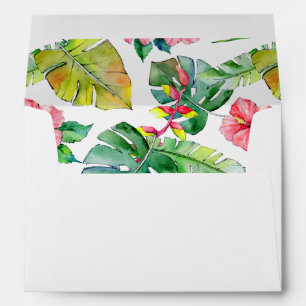 Tropical Watercolor Floral and Foliage Envelope