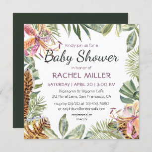 Tropical Watercolor Floral Baby Shower Invitation