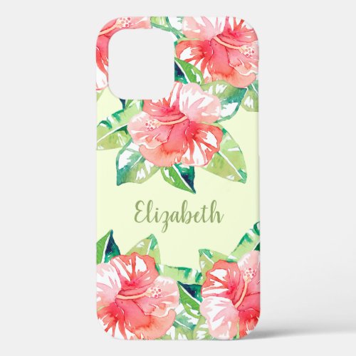 Tropical Watercolor Floral Blossoms iPhone 12 Case