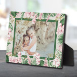 Tropical Watercolor Floral Border Photo Easel Plaque<br><div class="desc">Tabletop plaque with a built-in easel features your favorite photo accented with beautiful watercolor tropical flowers and greenery on ANY COLOR BACKGROUND. CHANGE the date to the current year or you can delete it or add more information. Great as a gift or to display your favorite photo in your own...</div>