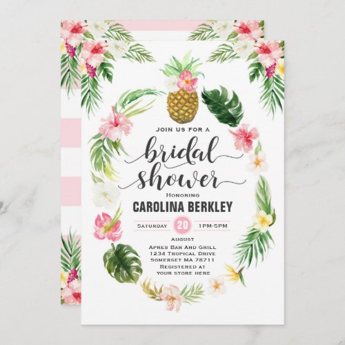 Tropical Watercolor Floral Bridal Shower Card