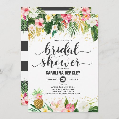 Tropical Watercolor Floral Bridal Shower Card