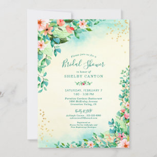 Tropical Watercolor Floral Bridal Shower Invitation