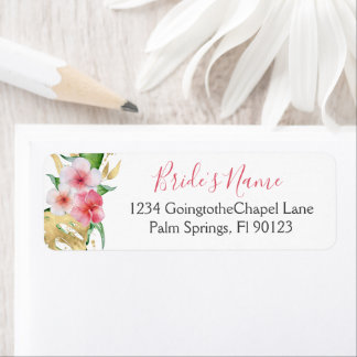 Tropical Watercolor Floral Bridal Shower Label