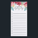 Tropical Watercolor Floral Grocery List Magnetic Notepad<br><div class="desc">Grocery shopping list magnetic notepad with tropical pink,  purple,  blue and green watercolor botanical top border.  Add your own custom name to the notepad for a personal touch.  A cute and feminine gift for ladies that love the aesthetic tropical flowers.</div>