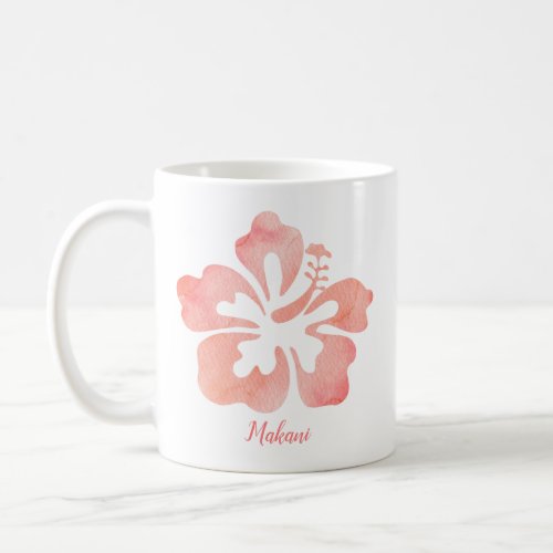 Tropical Watercolor Floral Hibiscus Flower Coffee Mug