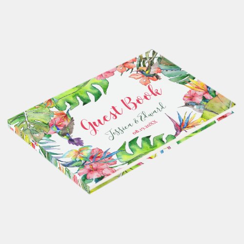 Tropical Watercolor Floral Paradise Wedding Guest Book