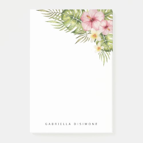 Tropical Watercolor Floral Personalized Post_it Notes