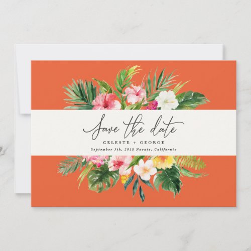 Tropical watercolor floral save the date