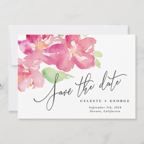 Tropical watercolor floral save the date