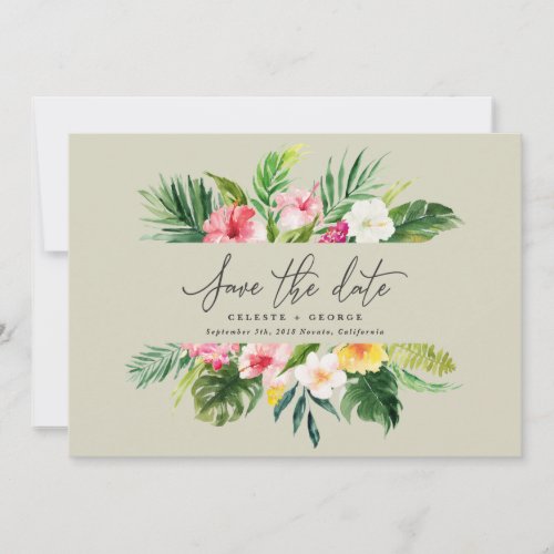 Tropical watercolor floral save the date