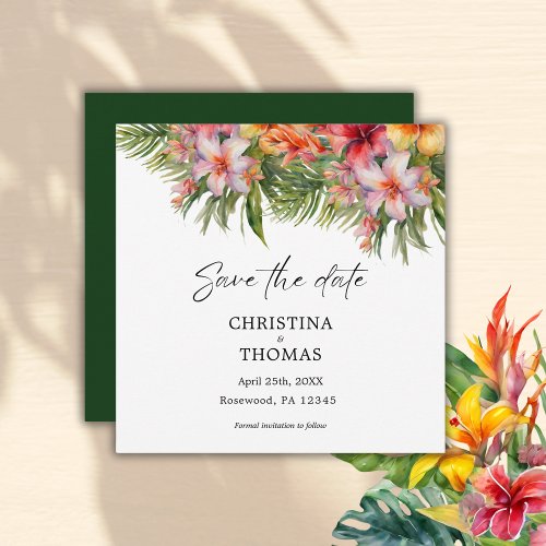 Tropical Watercolor Floral Save the Date