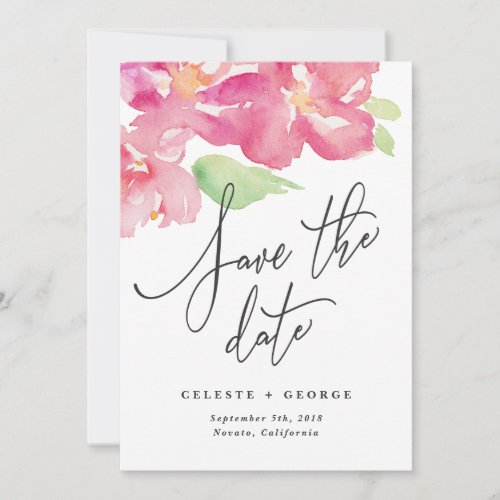 Tropical watercolor floral save the date